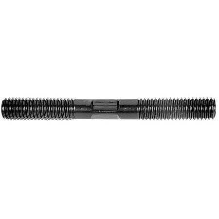 Double-End Threaded Stud, 7/8in-9 To 7/8in-9 Thread, 8 In, Medium Carbon Steel, Black Oxide, 4PK
